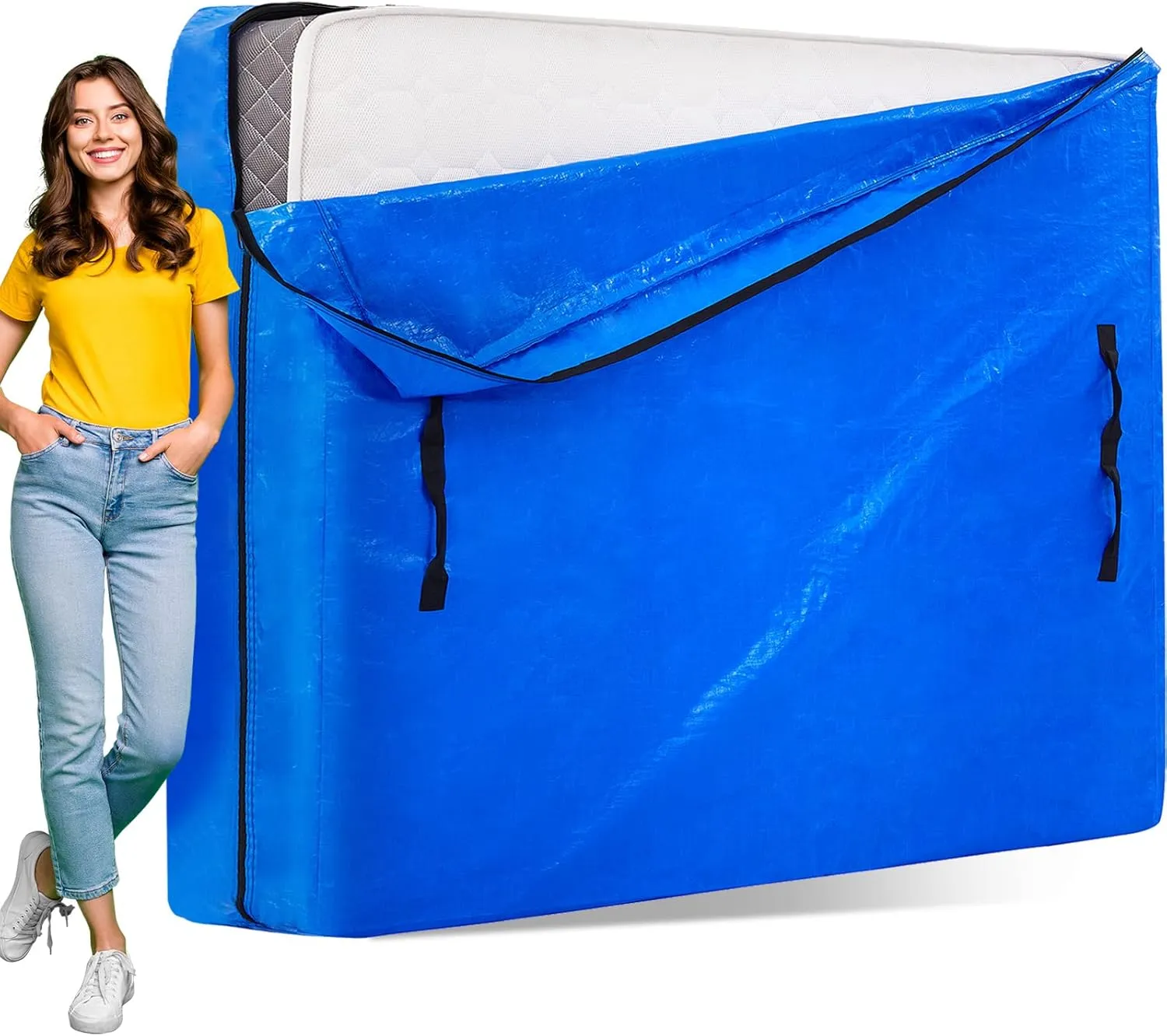 AlexHome Twin XL Mattress Storage Bag - Heavy Duty Tarp, Waterproof, Tear-Resistant, Eco-Friendly, Easy Carrier with Zipper Closure