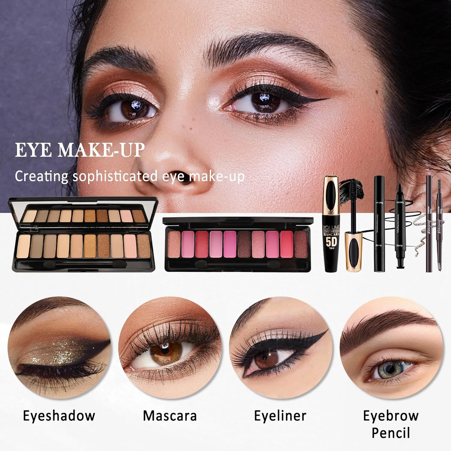 All in One Makeup Kit for Women Full Kit,Travel Makeup Kit for Teens,Make Up Gift Set with Everything,Foundation Eyeshadow Lipstick Eyebrow Blush Powder,Mother's Day Make Up Gift Set for Women-E