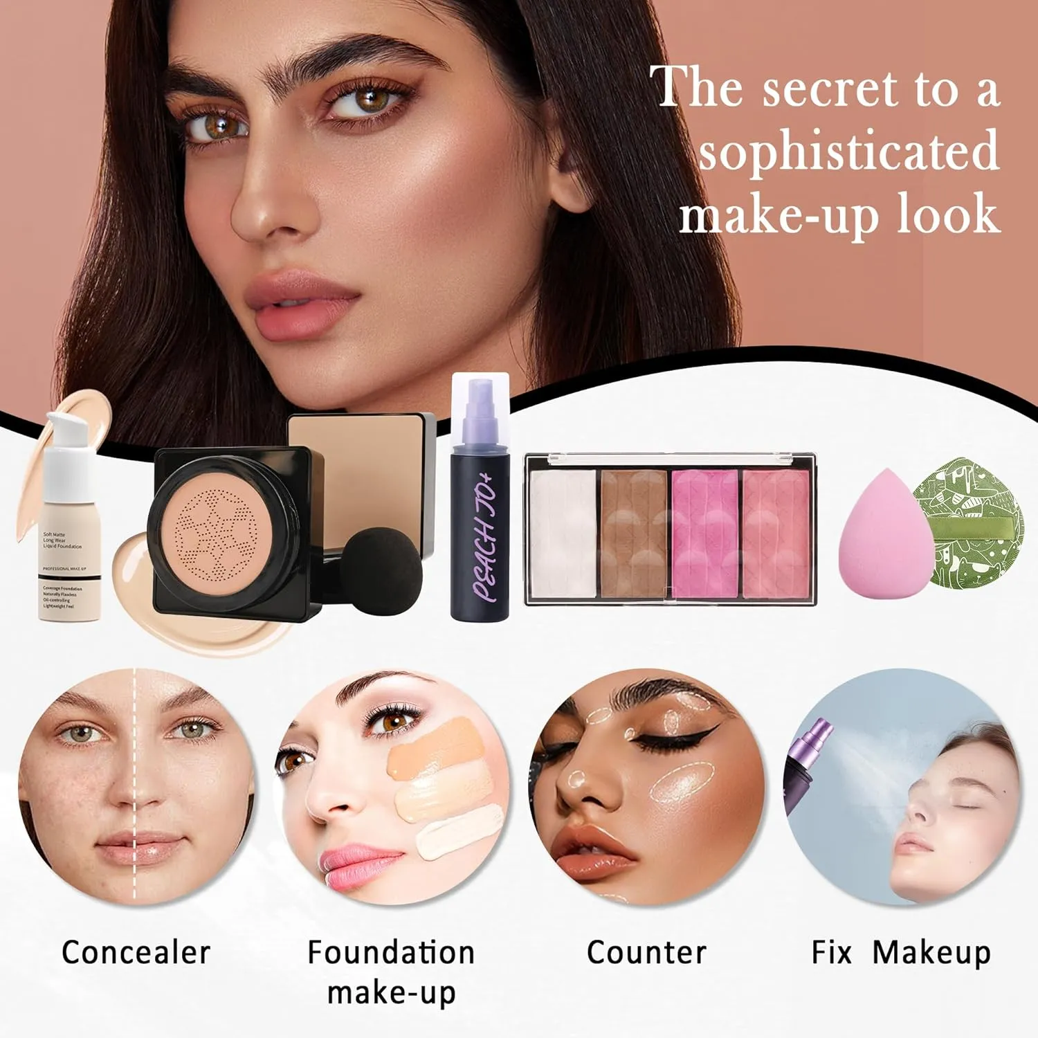 All in One Makeup Kit for Women Full Kit,Travel Makeup Kit for Teens,Make Up Gift Set with Everything,Foundation Eyeshadow Lipstick Eyebrow Blush Powder,Mother's Day Make Up Gift Set for Women-E