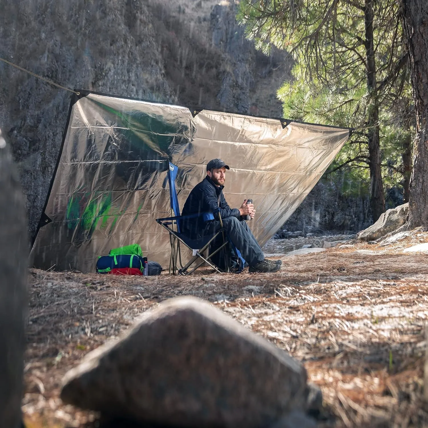 All-Weather Thermal Reflective XL Survival Tarp - Insulated Camping Shelter