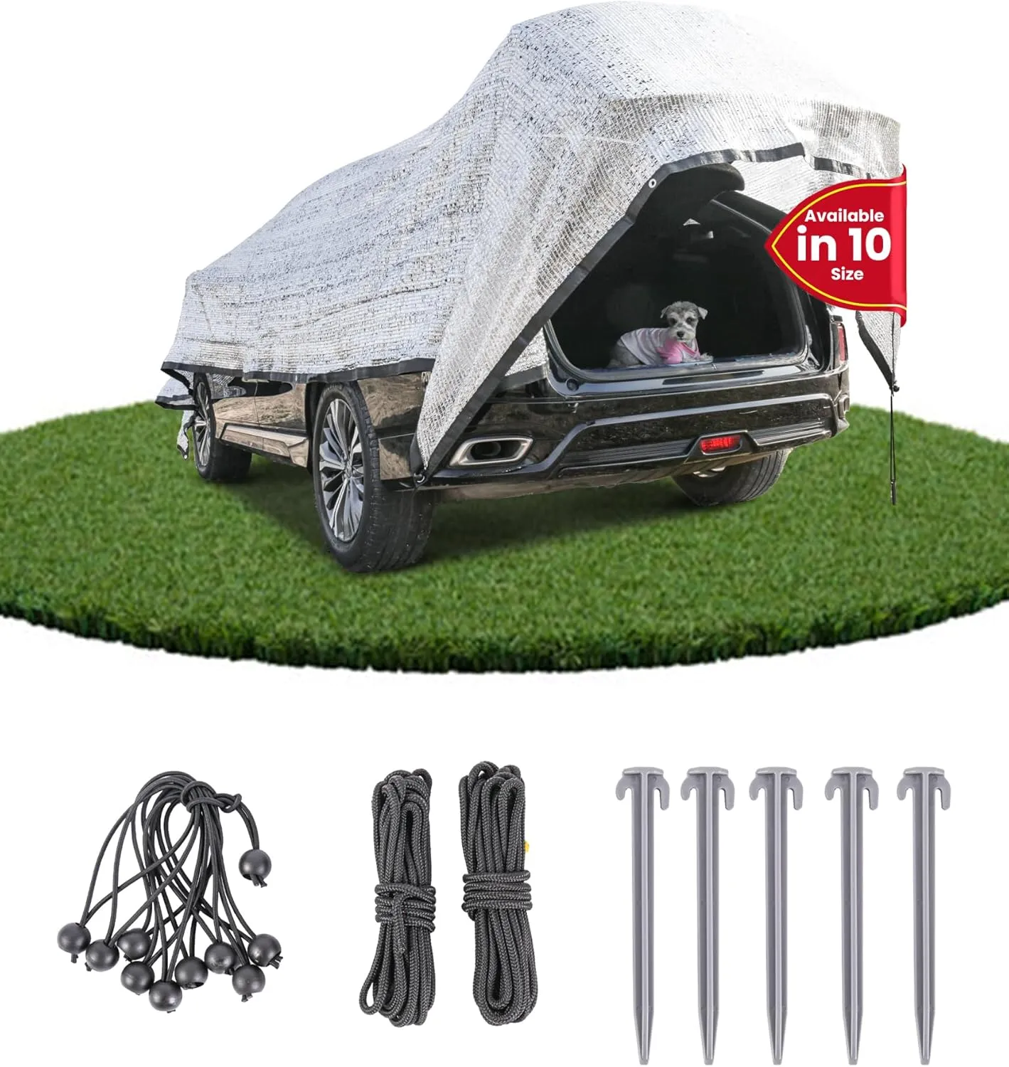 Aluminet Shade Cloth 10x14ft, 85% Reflective Silver Aluminet Shade Cloth with Grommets, Sun Protection and Breathable, Complete Accessories, for Greenhouse, Car, Pet, Camping, Garden