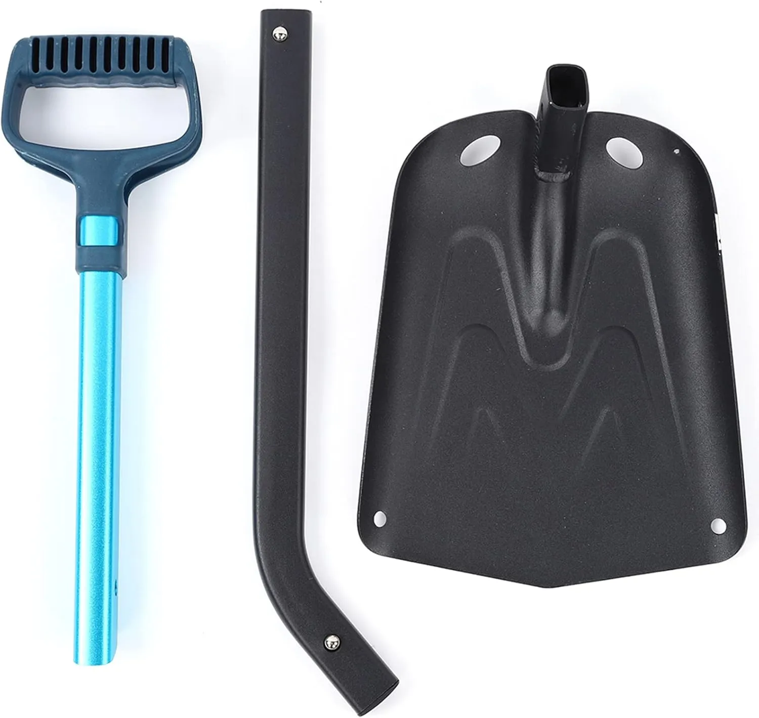 Aluminium Alloy Outdoor Folding Snow Mud Shovel Climbing Camping Tool Blue Portable Long Handle