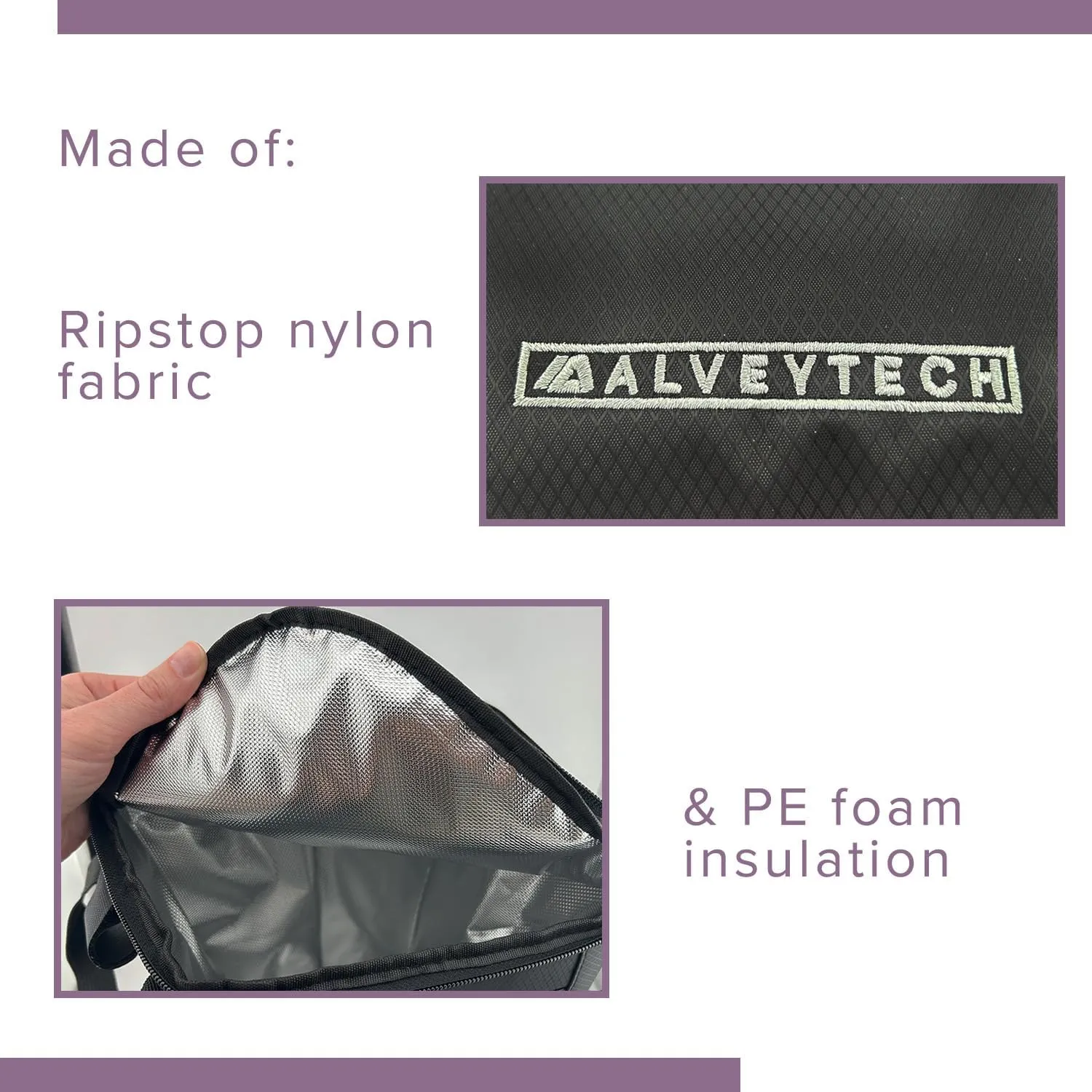 AlveyTech Black Insulated Basket Bag - Large Capacity Durable Polyester & PE Foam Organizer Bags with Extra Pocket, Secure Hook and Strap, Storage Accessories for Mobility Scooters, Power Chair, eBike