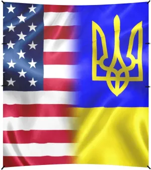 America Flag Ukraine Flag Foldable Beach Cabana UPF50  Water-Resistant Portable Sunshade with Sand Shovel for Backyard and Camping