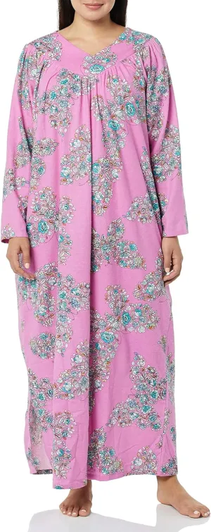 AmeriMark Women Full-Length Flannel Nightgown Pajamas – Ladies Lightweight Warm Cotton Night Gown Nightshirt for Sleeping - Butterfly Rose - X-Large