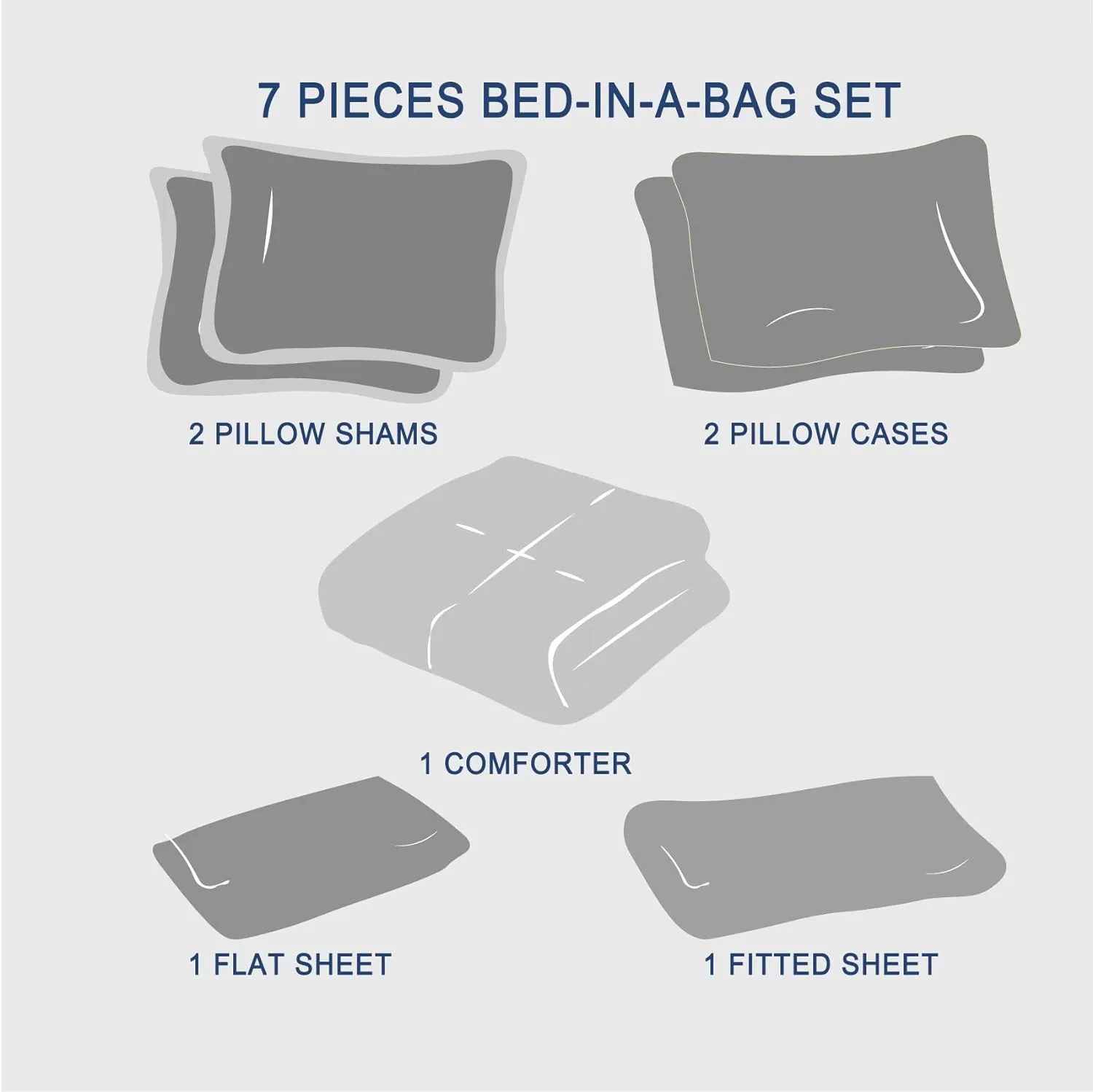 Anluoer Queen Comforter Set 7 Pieces, Grey Tufted Bed in a Bag with Comforters and Pillowcases, All Season Bedding Sets with 1 Comforter, 2 Pillow Shams, 2 Pillowcases, 1 Fitted Sheet