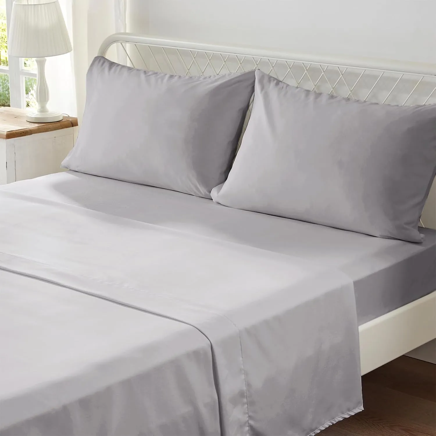 Anluoer Queen Comforter Set 7 Pieces, Grey Tufted Bed in a Bag with Comforters and Pillowcases, All Season Bedding Sets with 1 Comforter, 2 Pillow Shams, 2 Pillowcases, 1 Fitted Sheet