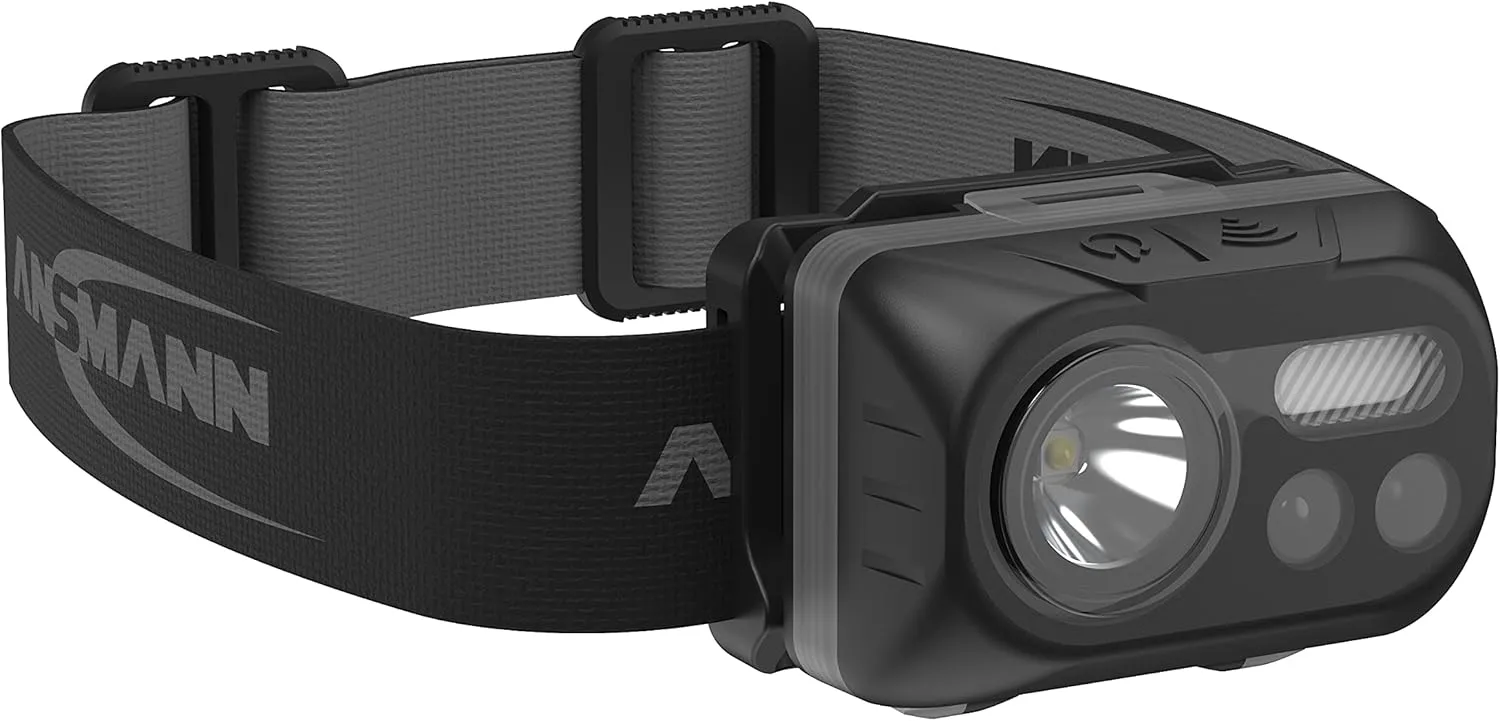 Ansmann LED Tiltable Headlight [Black] Lightweight 230 Lumens Head Torch Includes Headlamp & 3 x AAA Batteries - Super Bright Ideal for Jogging, Cycling, Walking Dog - 3 Yr Warranty