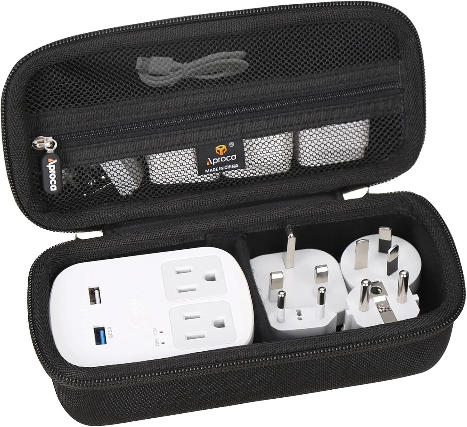 Aproca Black Hard Travel Storage ProtectiveCase, for Ceptics World Travel Adapter Kit