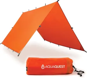 AquaQuest Survivor High Visibility Tarp - Portable Safety Shelter or Emergency Rain Fly - Disaster Preparedness Must Haves for Hiking, Backpacking & Expedition, 10 x 10 ft