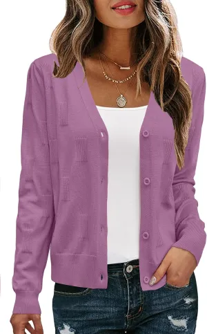 Arach&Cloz Womens Cropped Cardigan Lightweight 2025 Long Sleeve Bolero Shrug Knit Sweater Tops Cozy Clouds