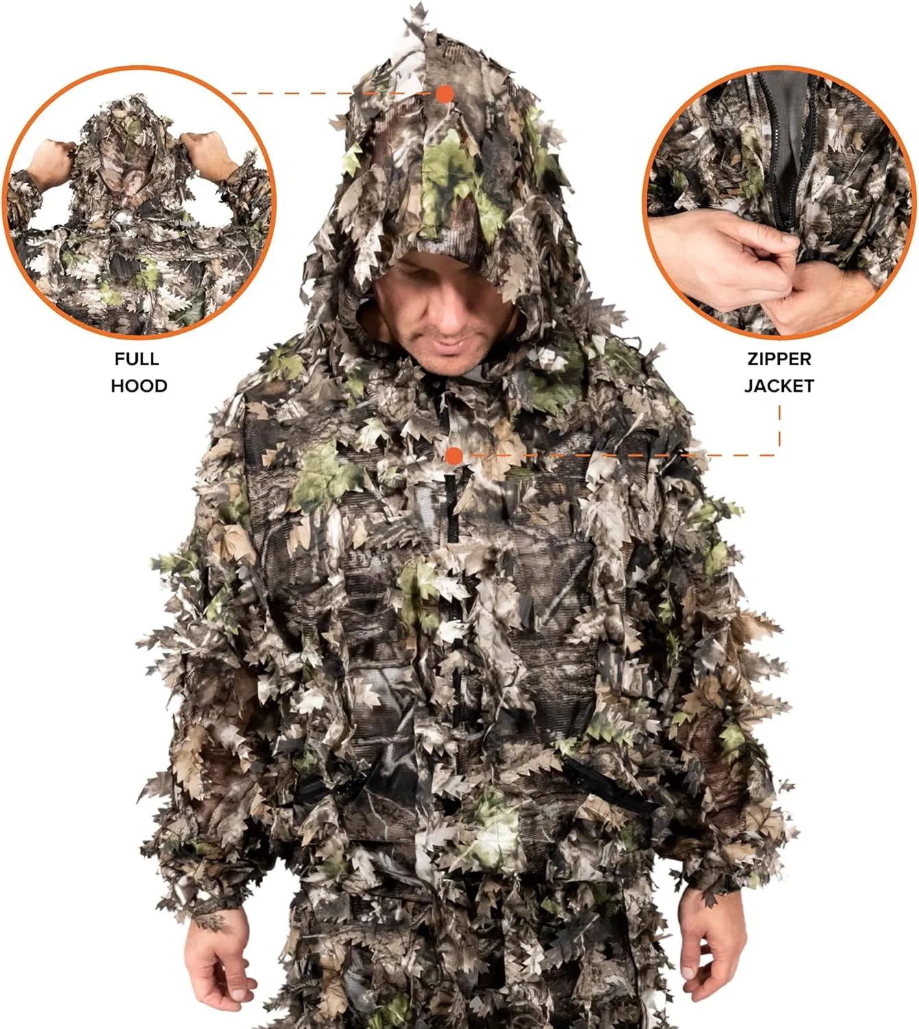 Arcturus 3D Leafy Ghillie Suit -1,000 Laser-Cut Leaves | Lightweight, Breathable Camouflage for Hunting, Paintball & Airsoft