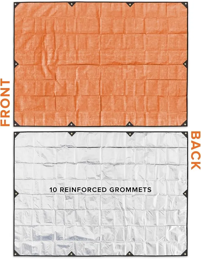 Arcturus XL Survival Tarp - Insulated Reflective Thermal Camping Tarp - 8.5' x 12' (Orange)