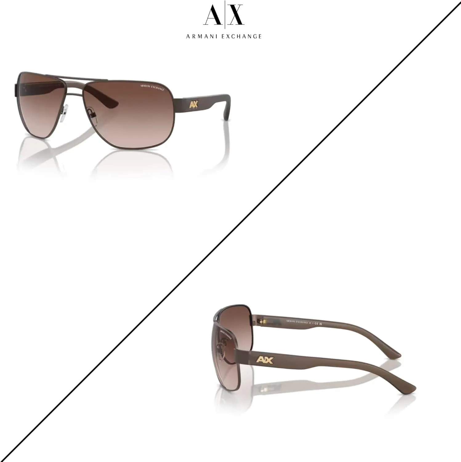 Armani Exchange AX2012S Aviator Sunglasses For Men   BUNDLE with Designer iWear Eyewear Care Kit