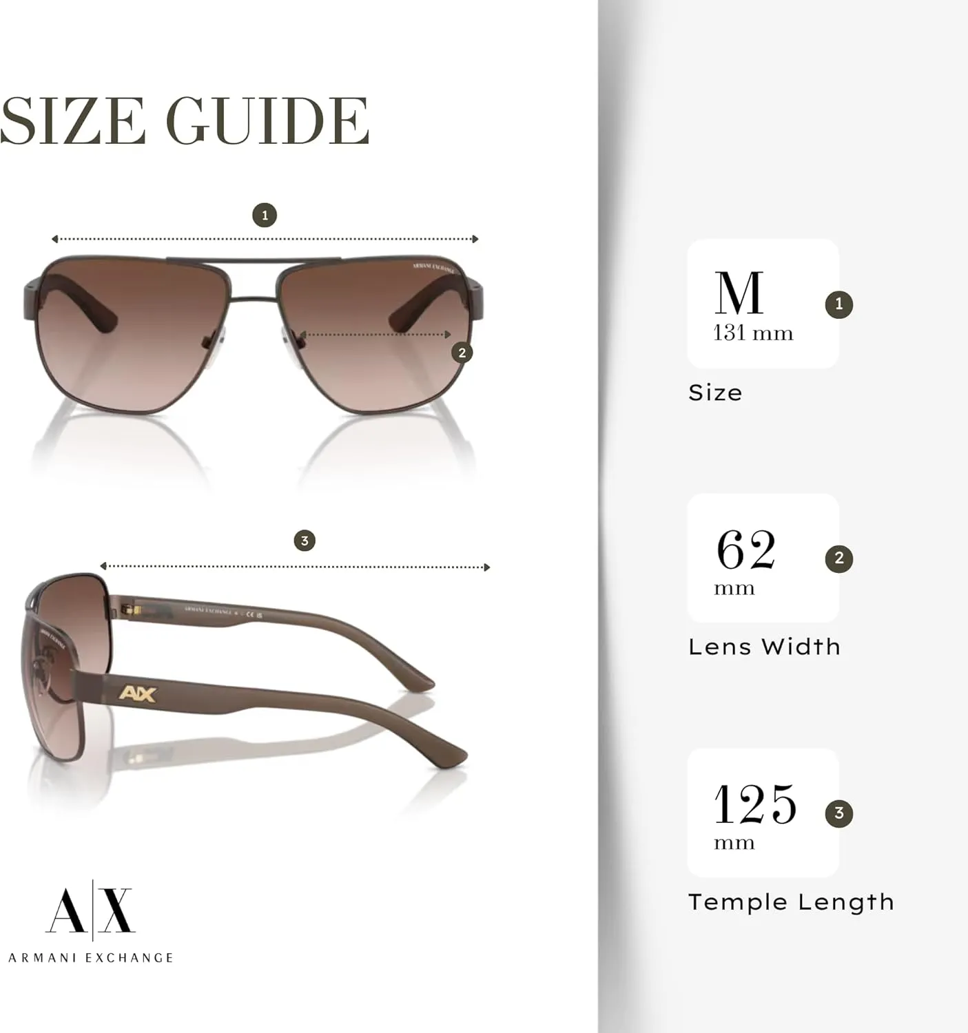 Armani Exchange AX2012S Aviator Sunglasses For Men   BUNDLE with Designer iWear Eyewear Care Kit