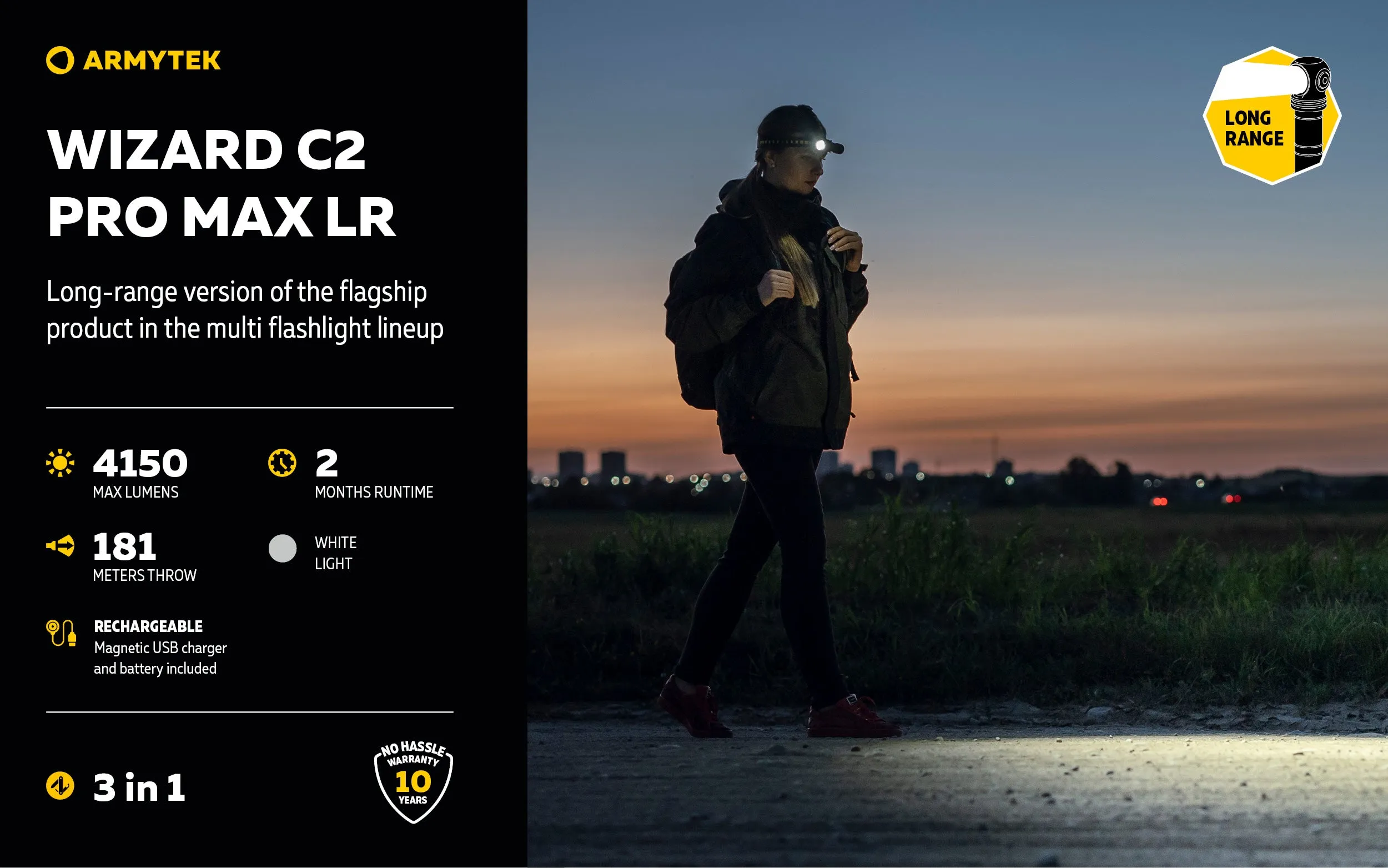 ARMYTEK Wizard C2 Pro Max LR Headlamp -4150 Lumens Cool White