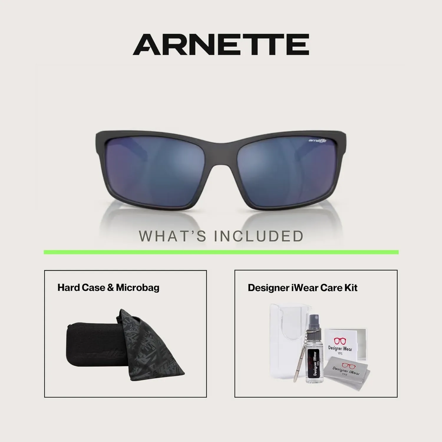ARNETTE AN4202 Rectangle Sunglasses for Men   BUNDLE with Designer iWear Eyewear Care Kit