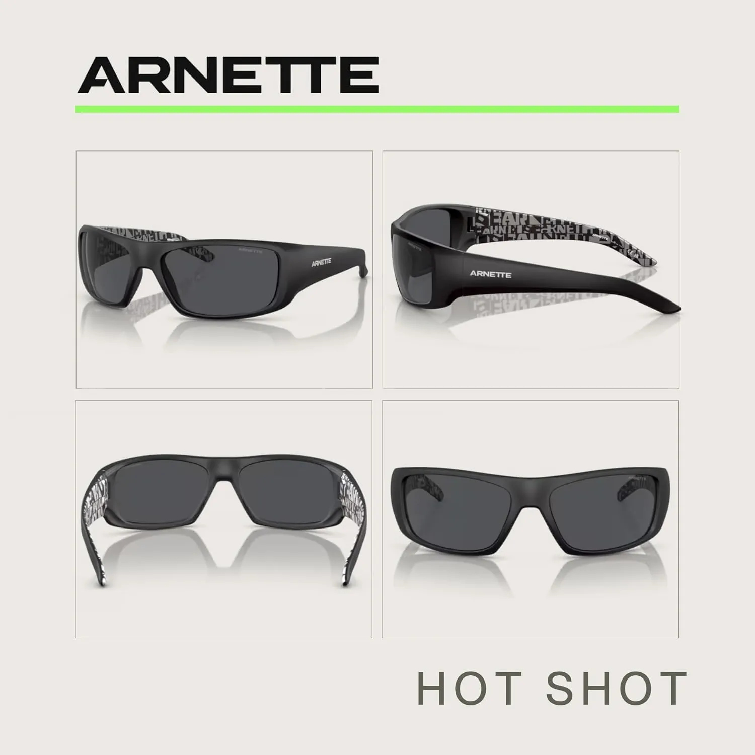 ARNETTE Hot Shot AN4182 Rectangle Sunglasses for Men   BUNDLE with Designer iWear Eyewear Care Kit