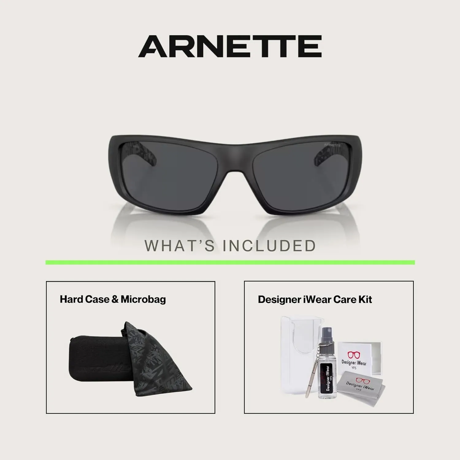 ARNETTE Hot Shot AN4182 Rectangle Sunglasses for Men   BUNDLE with Designer iWear Eyewear Care Kit