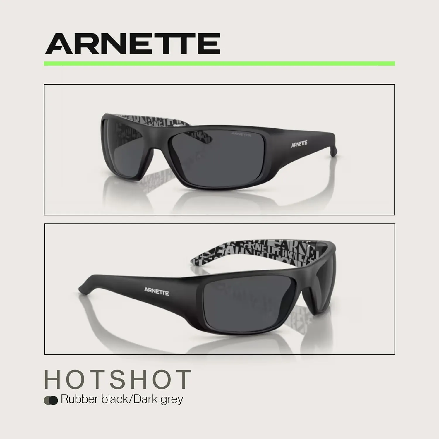 ARNETTE Hot Shot AN4182 Rectangle Sunglasses for Men   BUNDLE with Designer iWear Eyewear Care Kit