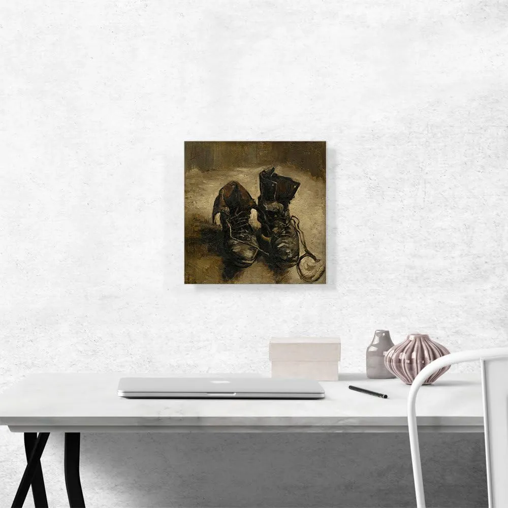 ARTCANVAS Shoes 1886 Canvas Art Print Stretched Framed Painting Picture Poster Giclee Wall Decor by Vincent Van Gogh - 12" x 12" (0.75" Deep)