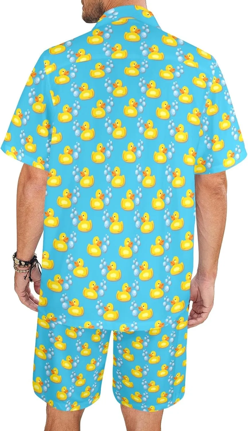 Artsadd 80s 90s Outfit for Men Hawaiian Shirt and Shorts Set Beach Party Outfits