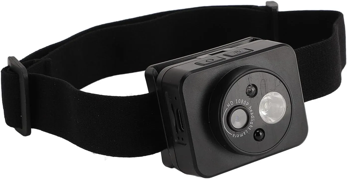 Asixxsix Head Mounted Camera, 1080P Wearable Body Video Camera with 45° Adjustment Smart Sensor LED Headlamp Loop Recording Mini Rechargable Cycling Video Camcorder for Outdoor Sports