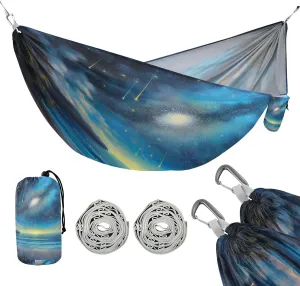 ATTX Beautiful Beach Scene Camping Hammock - Lightweight & Portable Hammocks, Heavy Duty 330lbs Capacity for Indoor, Hiking, Backpacking, Travel, Backyard, Beach#78