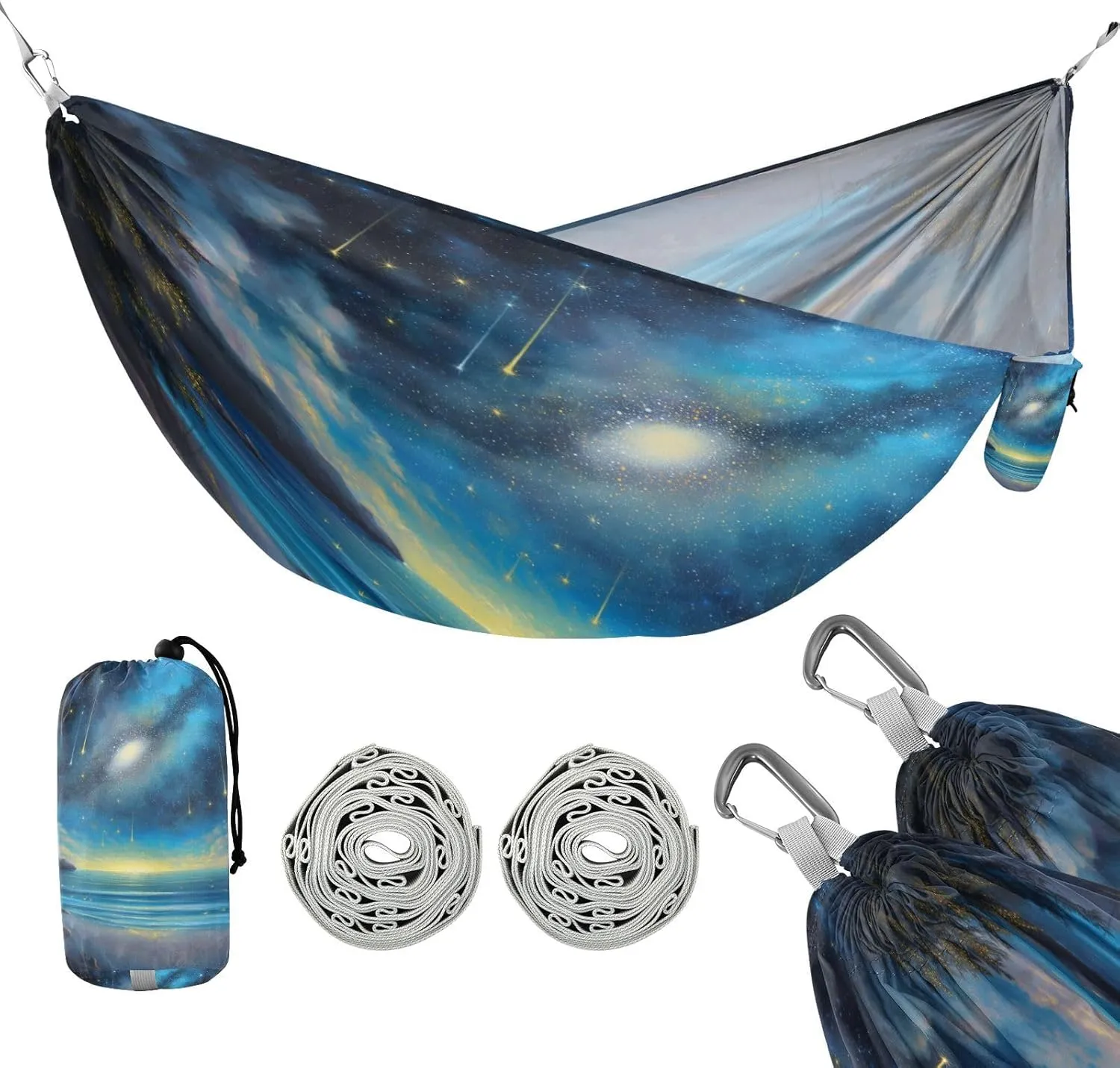 ATTX Beautiful Beach Scene Camping Hammock - Lightweight & Portable Hammocks, Heavy Duty 330lbs Capacity for Indoor, Hiking, Backpacking, Travel, Backyard, Beach#78