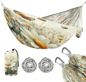 ATTX Watercolor Meadow Daisies Camping Hammock - Lightweight & Portable Hammocks, Heavy Duty 330lbs Capacity for Indoor, Hiking, Backpacking, Travel, Backyard, Beach#418