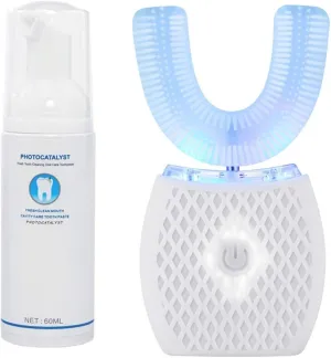 Automatic Ultrasonic Toothbrush, Automatic for Adults, 360° Sonic Toothbrush Waterproof, Rechargeable Portable Electric Ultrasonic, Teeth whitening Brush for Travel and Household, White