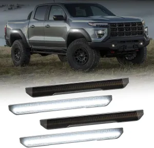 AUTOONE White LED Strip Side Marker Lights Compatible with 2020-2025 GMC Sierra 2500HD 3500HD, Pickup Side Parking Position Lamp Front & Rear Turn Signal Lamp, Smoked Lens, 4PCS