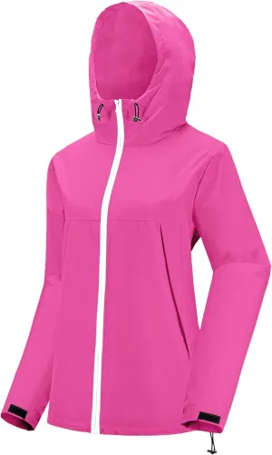 Avoogue Rain Jacket Women Waterproof Lightweight Raincoat Lined Outdoor Hooded Windbreaker