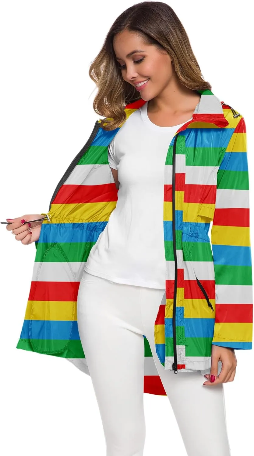 Avoogue Women's Long Raincoat with Hood Outdoor Lightweight Windbreaker Rain Jacket Waterproof