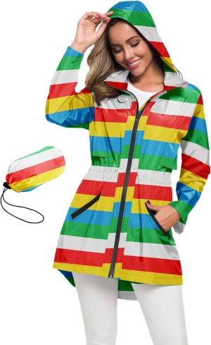 Avoogue Women's Long Raincoat with Hood Outdoor Lightweight Windbreaker Rain Jacket Waterproof