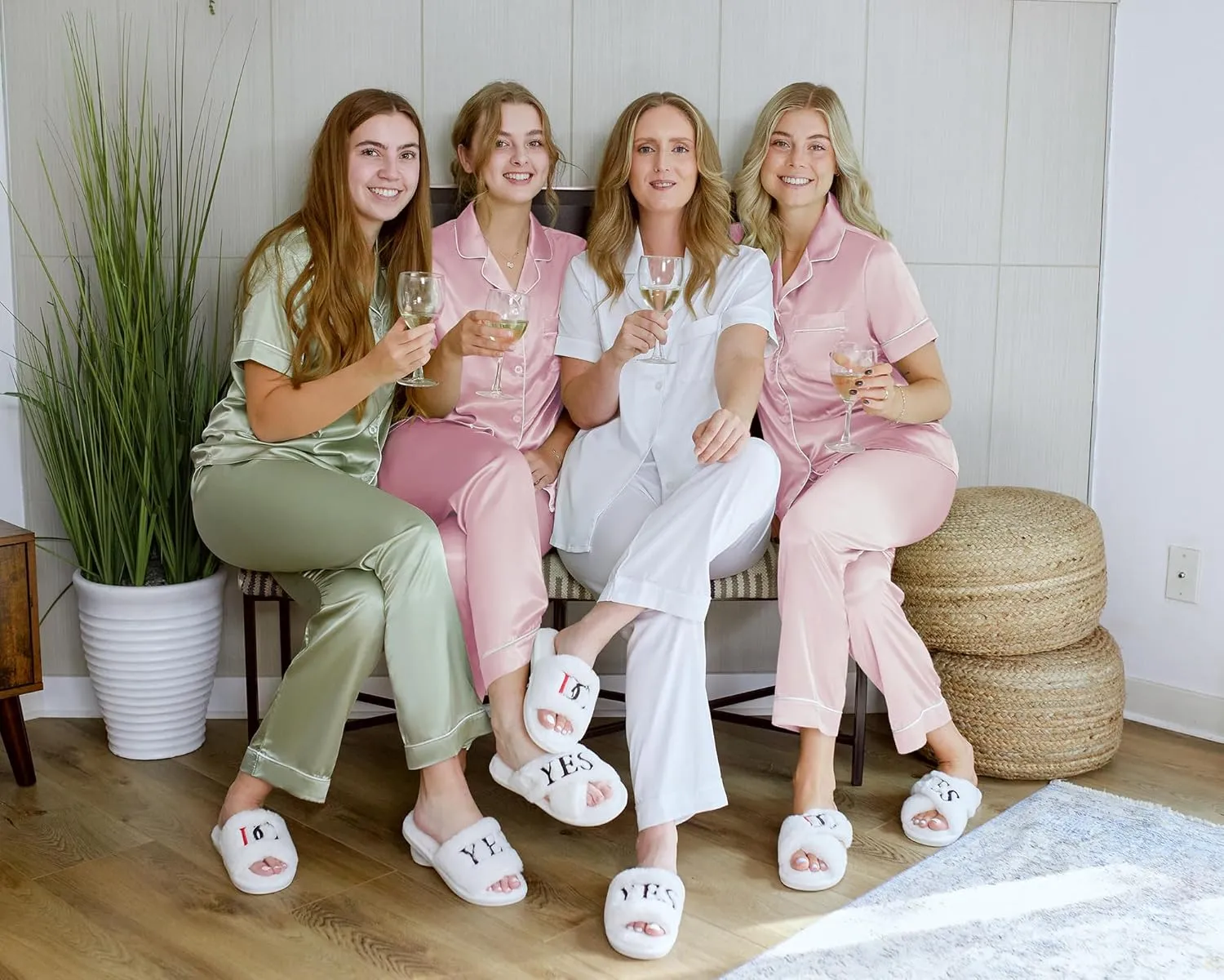 AW BRIDAL Womens Satin Pajama Set Soft Short Sleeve Silk Pajamas Button Down Loungewear Sleepwear Two Piece Pj Sets, S-XL