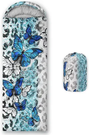 Axolotl Black Floral Sleeping Bag,Retro Pink Flower Portable Sleeping Bag for Women,Vintage 3 Season Warm and Cool Weather Waterproof Lightweight Sleeping Bag for Travelling Outdoors Camping Hiking