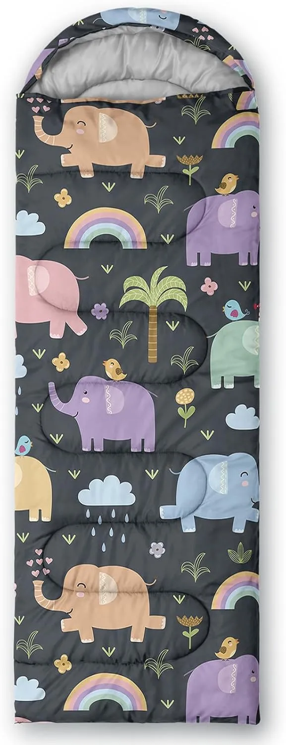 Axolotl Kawaii Sheep Sleeping Bag,3 Season Warm and Cool Weather Moon and Star Sleeping Bags for Kids Girls Teens,Cloud Waterproof Lightweight Sleeping Bags for Traveling,Outdoors Camping Equipment