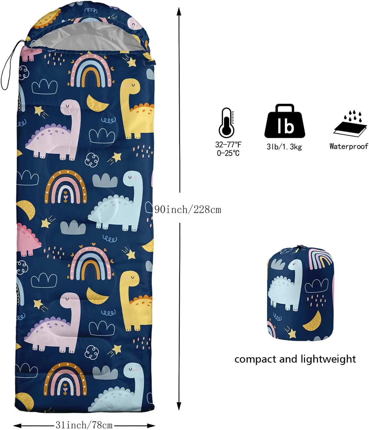 Axolotl Kawaii Sheep Sleeping Bag,3 Season Warm and Cool Weather Moon and Star Sleeping Bags for Kids Girls Teens,Cloud Waterproof Lightweight Sleeping Bags for Traveling,Outdoors Camping Equipment
