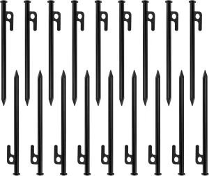 AYAMAYA 16 PCS Tent Stakes, 8 in Heavy Duty Forged Steel Ground Stakes, Outdoor Metal Camping Tent Pegs, Thickened Tent Spikes with Storage Bag for Canopy Tarp Rainfly Camping Tent Accessories