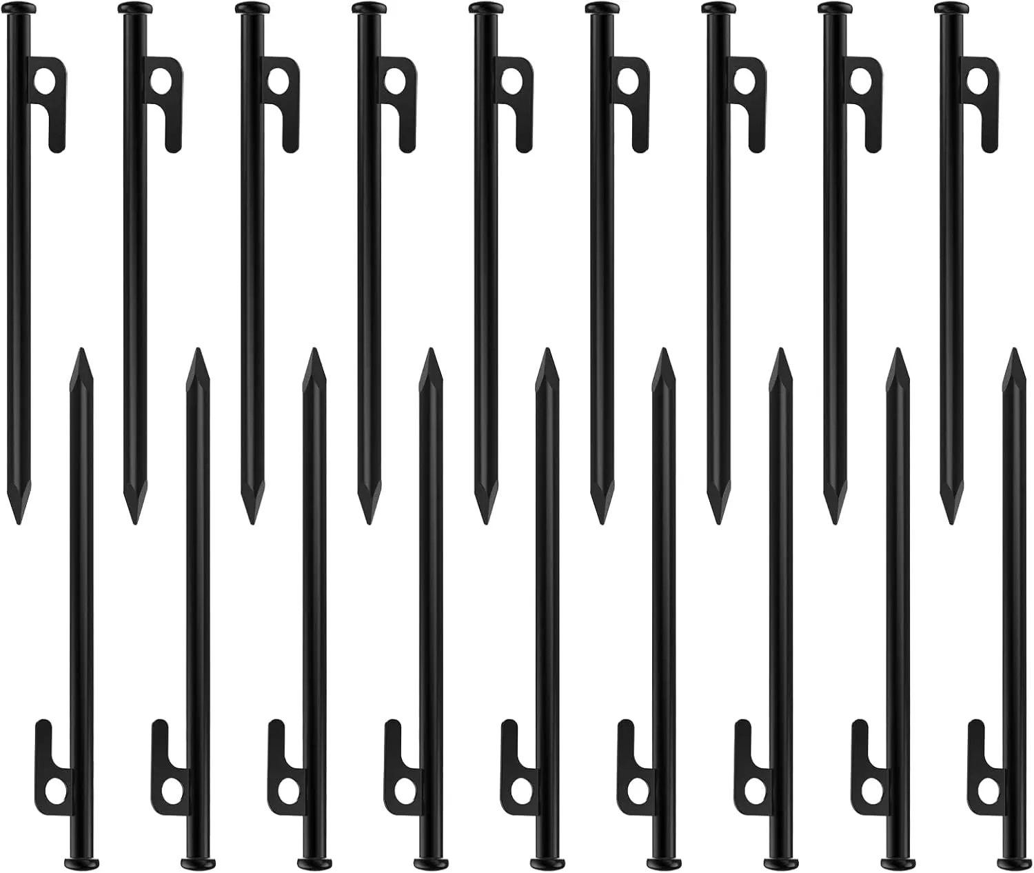 AYAMAYA 16 PCS Tent Stakes, 8 in Heavy Duty Forged Steel Ground Stakes, Outdoor Metal Camping Tent Pegs, Thickened Tent Spikes with Storage Bag for Canopy Tarp Rainfly Camping Tent Accessories