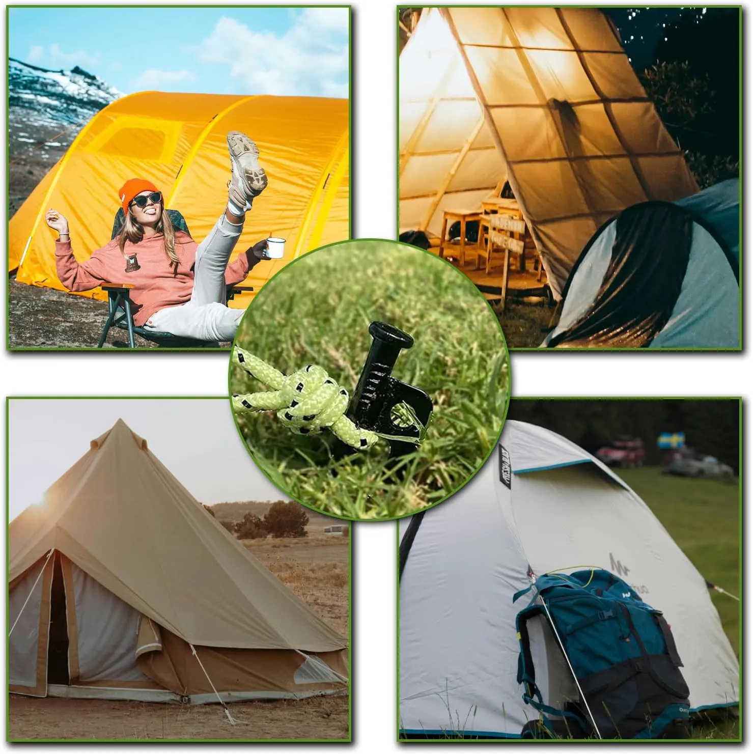 AYAMAYA 16 PCS Tent Stakes, 8 in Heavy Duty Forged Steel Ground Stakes, Outdoor Metal Camping Tent Pegs, Thickened Tent Spikes with Storage Bag for Canopy Tarp Rainfly Camping Tent Accessories