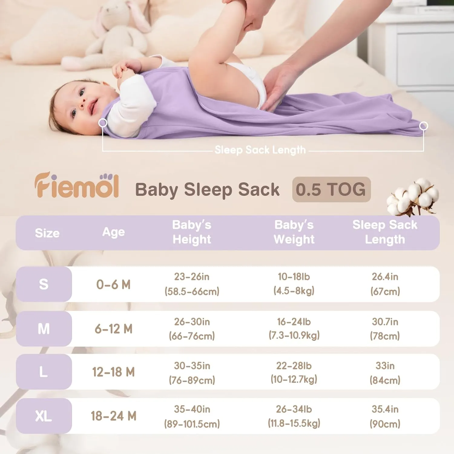 Baby Sleep Sack 0-6 months, 100% Cotton Sleeping Sack for Newborn and Infant, 3 Pack Baby Wearable Blanket, 0.5 Tog Lightweight Double Zipper Sleep Bag Pink Butterfly