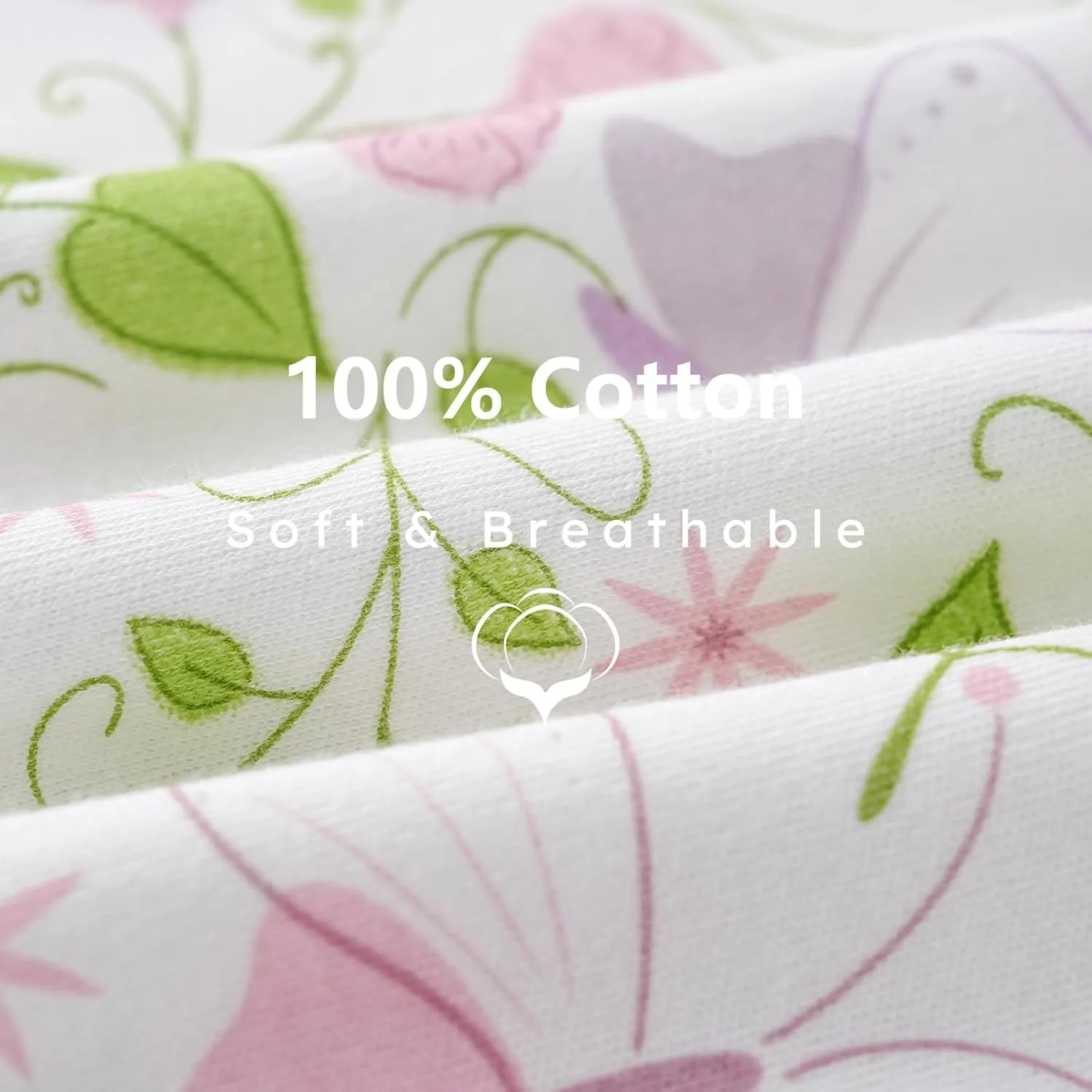 Baby Sleep Sack 0-6 months, 100% Cotton Sleeping Sack for Newborn and Infant, 3 Pack Baby Wearable Blanket, 0.5 Tog Lightweight Double Zipper Sleep Bag Pink Butterfly