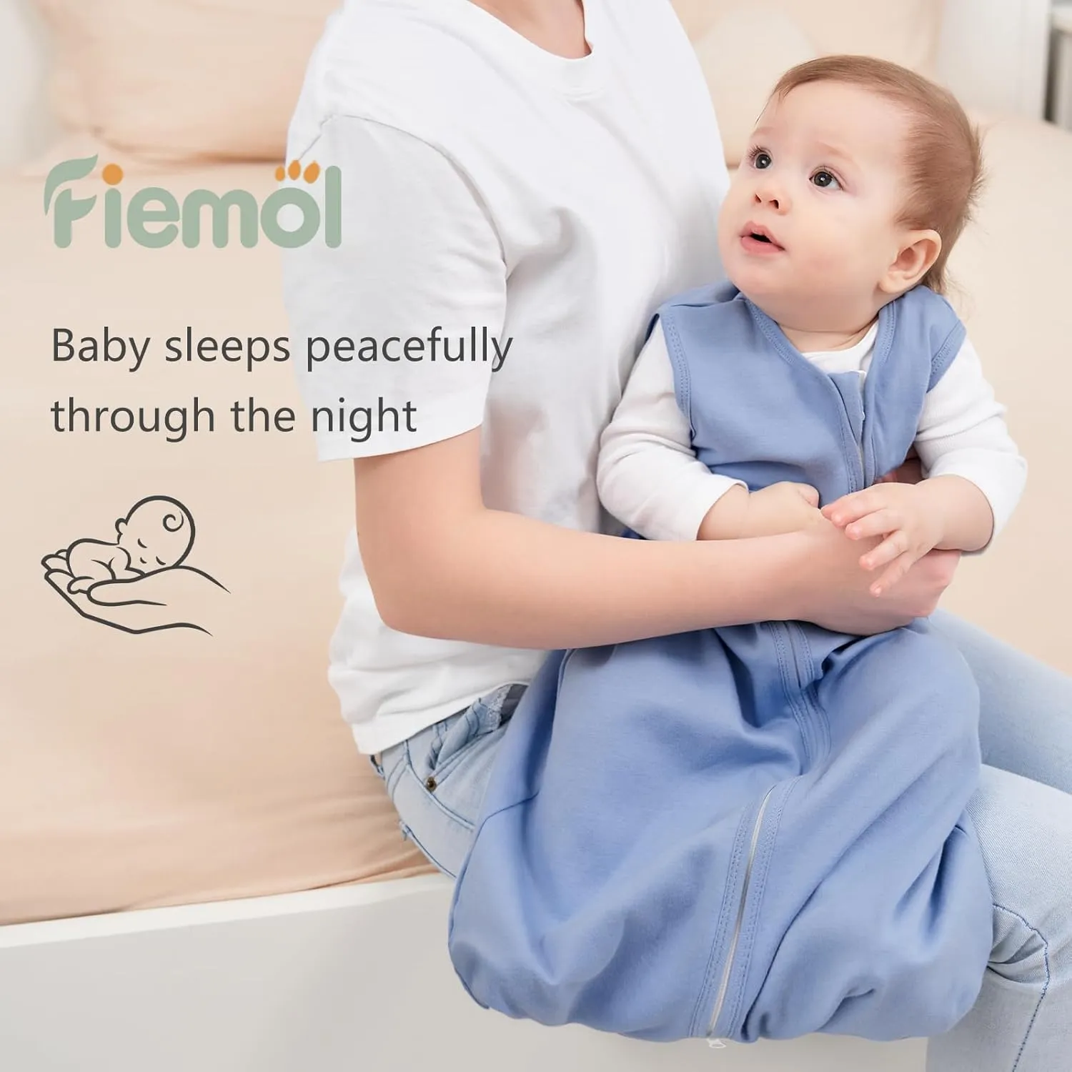 Baby Sleep Sack 18-24 Months, 100% Cotton Sleeping Sack for Newborn and Infant, 3 Pack Baby Wearable Blanket, 0.5 Tog Lightweight Double Zipper Sleep Bag Cyan