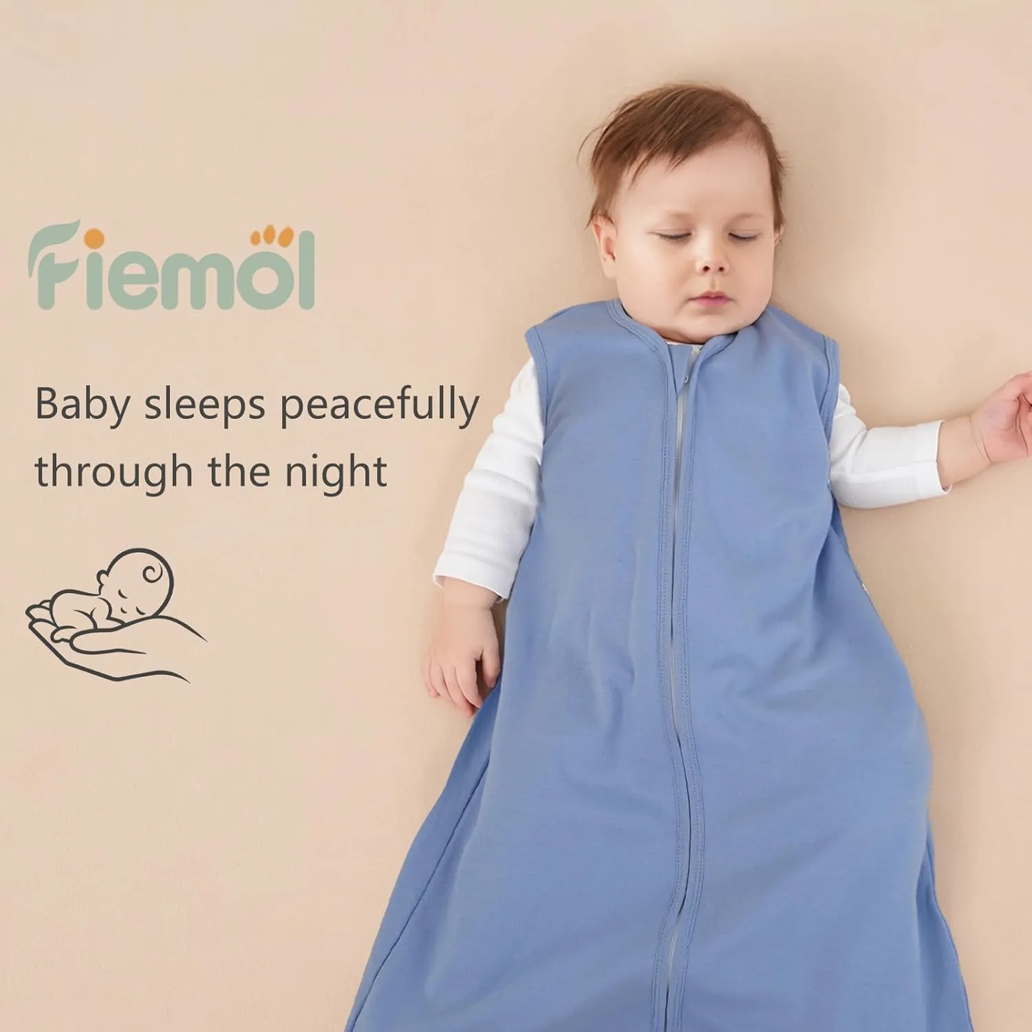 Baby Sleep Sack 18-24 Months, 100% Cotton Sleeping Sack for Newborn and Infant, 3 Pack Baby Wearable Blanket, 0.5 Tog Lightweight Double Zipper Sleep Bag Cyan
