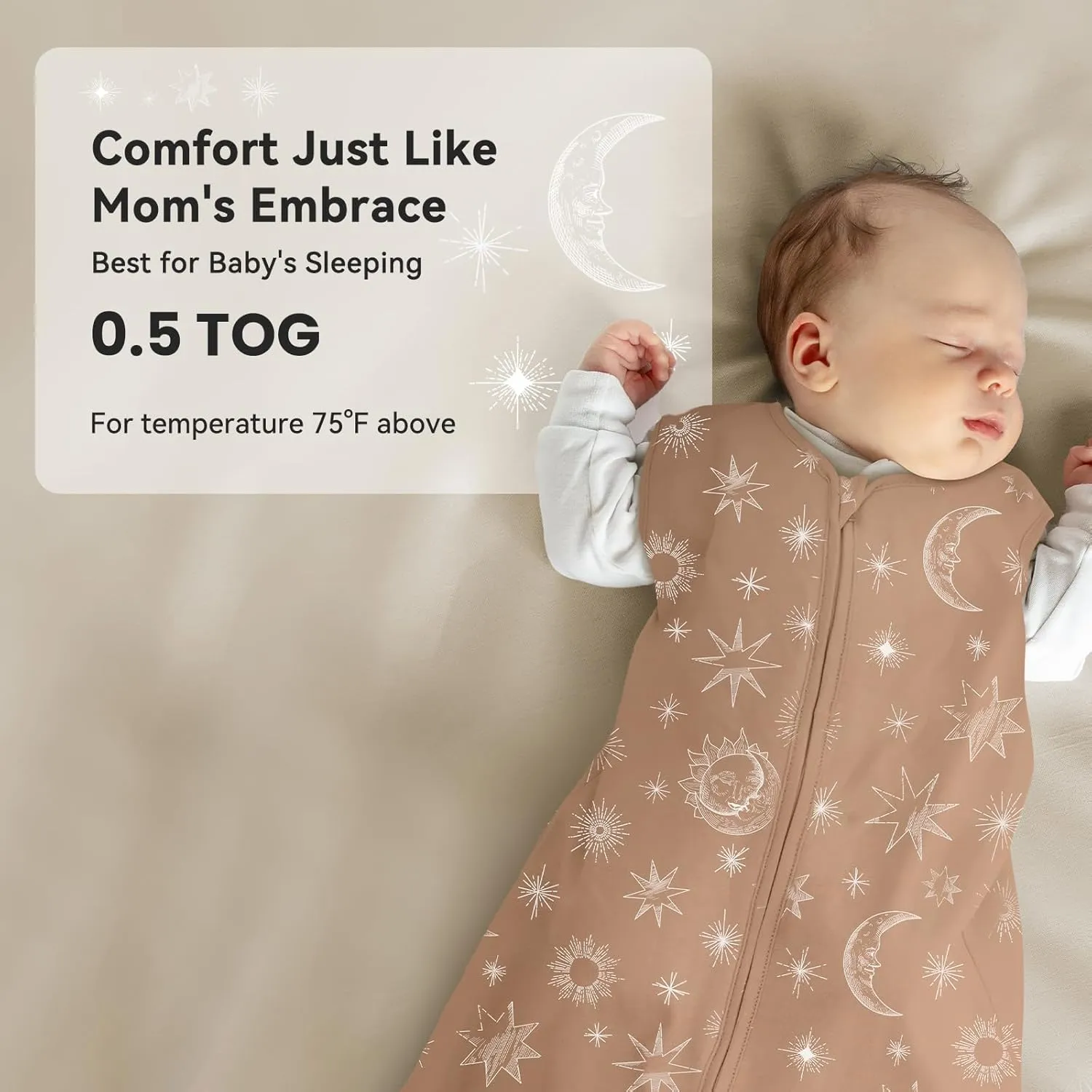 Baby Sleep Sack 18-24 Months 3 Pack 100% Cotton Lightweight 0.5 TOG Wearable Blanket Baby Sleep Bag with 2-Way Zipper for Toddler Beige