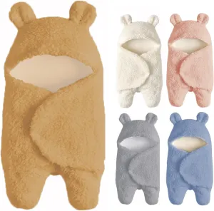 Baby Swaddle Blanket Boys Girls Cute Bear Plush Essential Receiving Blanket Ultra-Soft Newborn Registry Sleeping Wraps for Infant 0-6 Months - Brown
