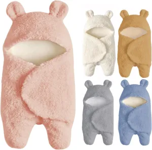 Baby Swaddle Blanket Boys Girls Cute Bear Plush Essential Receiving Blanket Ultra-Soft Newborn Registry Sleeping Wraps for Infant 0-6 Months - Pink