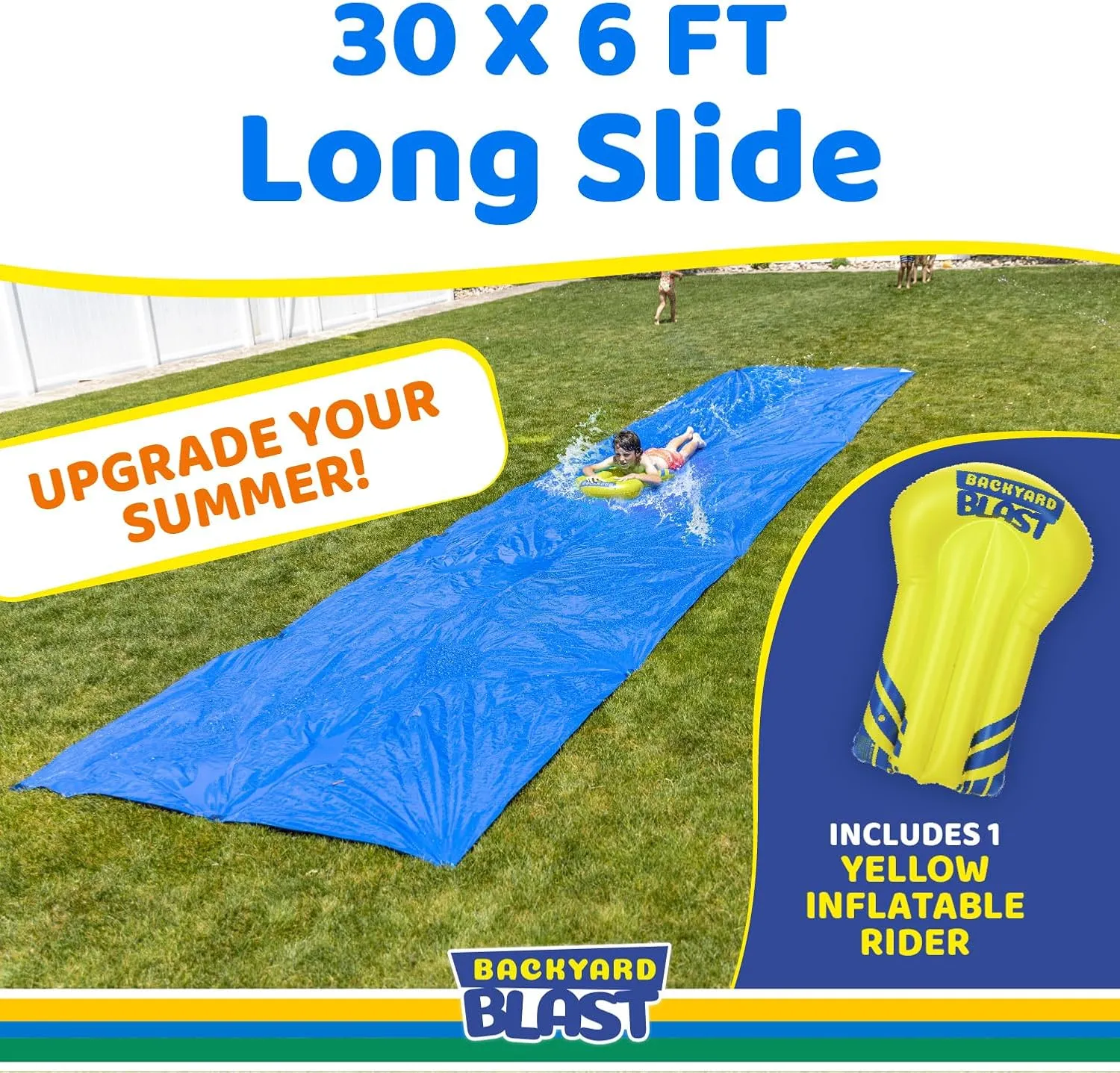 BACKYARD BLAST Giant Slip and Slide for Adults and Kids - Heavy Duty Large Slip n Slide Water Slide for Kids Backyard Outdoor Water Play Includes Inflatable Riders